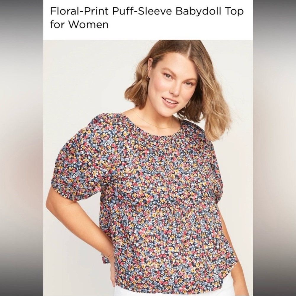 Old Navy Floral-Print Puff-Sleeve Babydoll Top